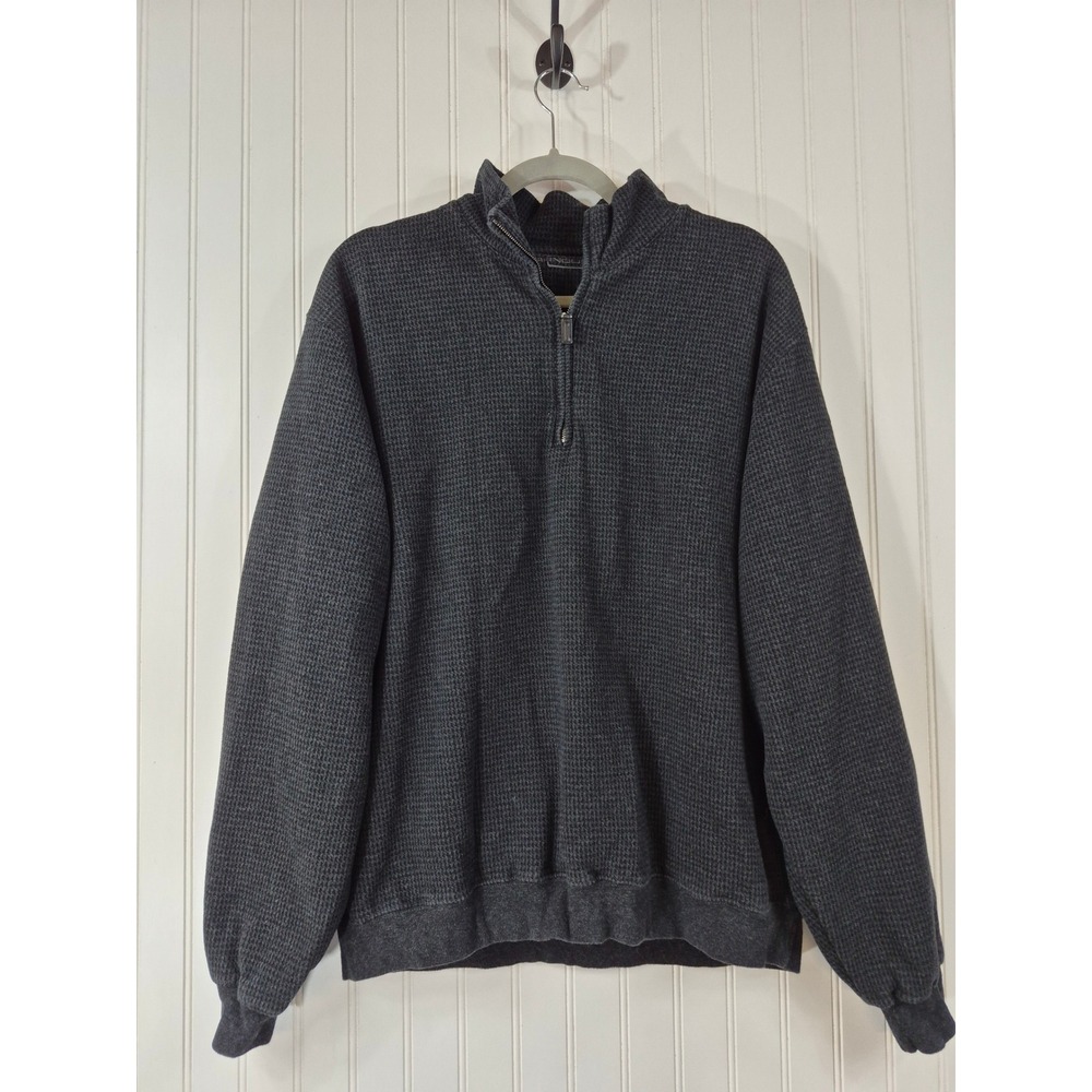 Carnoustie Mens XL 1/4 Zip Waffle Knit Pullover Lined Sweater Charcoal Grey